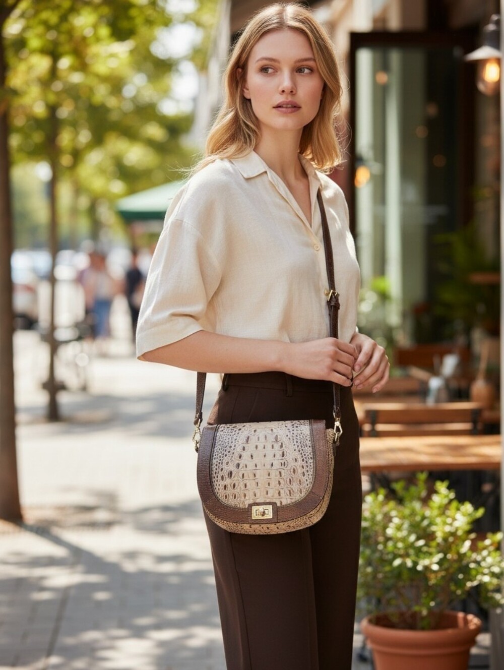 Brahmin Sonny Saddle Bag Armor Pennfield Croc & Lizard Embossed Crossbody - Picture 11 of 11